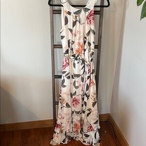 Calvin Klein White Maxi Dress with Pink & Peach Floral Print